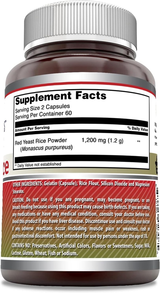 Amazing Formulas Red Yeast Rice 1200mg Per Serving Capsules Supplement | Non-GMO | Gluten Free | Made in USA (120 Count | 3 Pack) 3