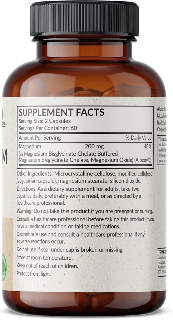 Futurebiotics Magnesium Glycinate 200 MG per Serving Chelated for High Absorption, Gentle On Stomach, Non-GMO, 120 Vegetarian Capsules 3