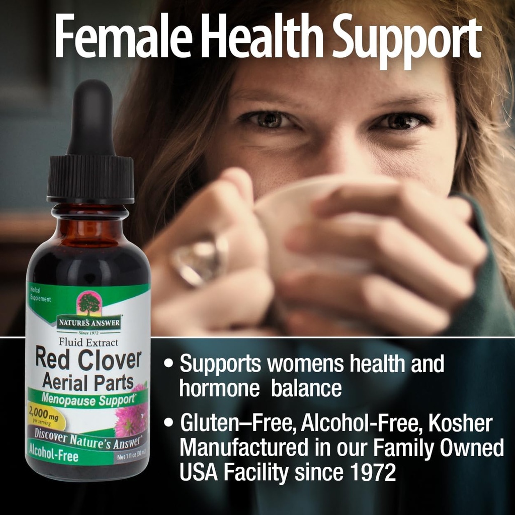 Nature's Answer Red Clover Extract 1 Ounce - Alcohol Free, Women Wellness, Female Support Supplement with Daily Sevrings Extract, Kosher, Gluten Free, Made in USA 6