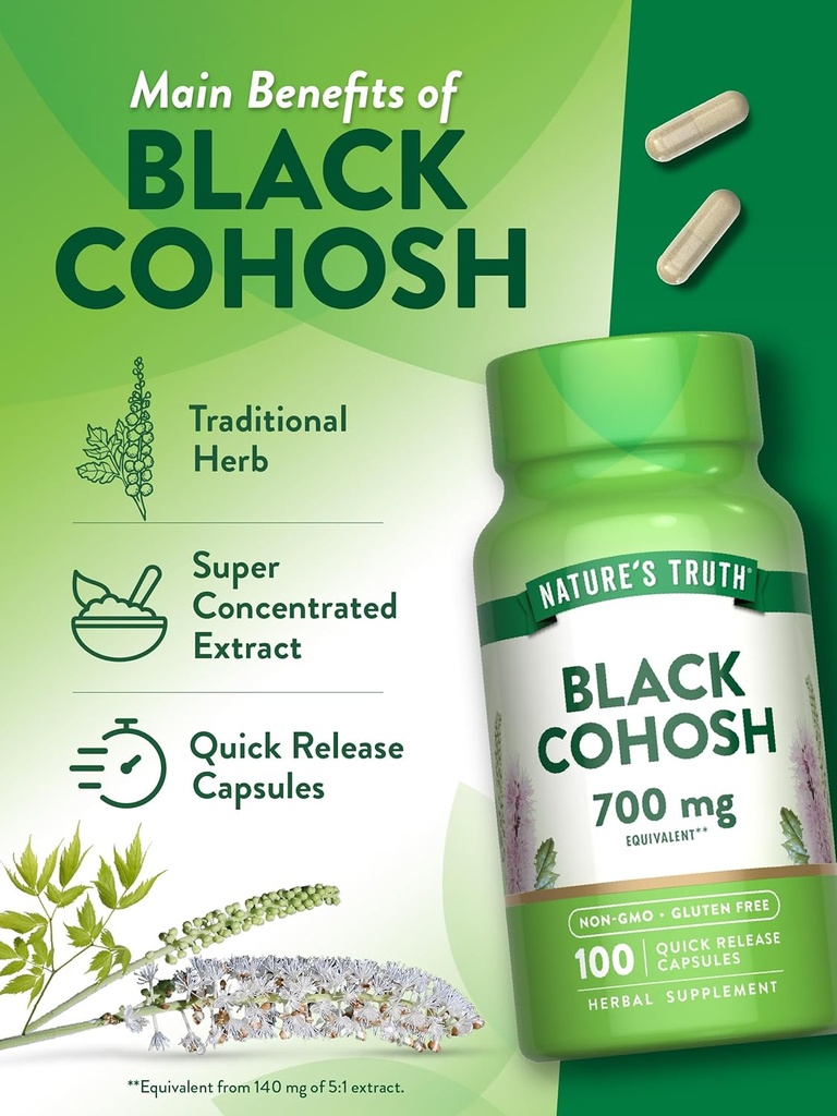 Nature's Truth Black Cohosh | 100 Capsules | Root Extract | Non-GMO & Gluten Free Supplement 6