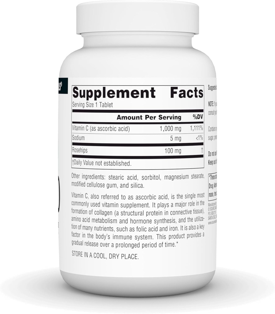 Source Naturals C-1000, with Rose HIPS 1000 mg for Immune System Support - 100 Time Release Tablets 3