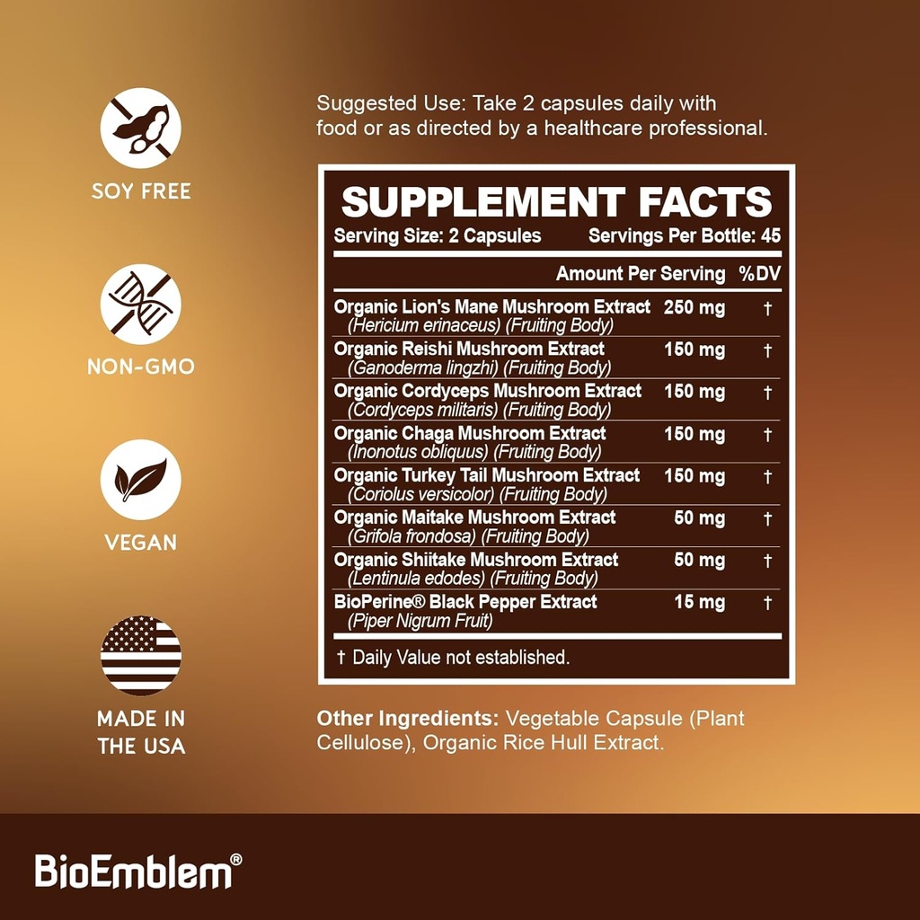 BioEmblem Triple Magnesium Complex and Mushroom Complex 6