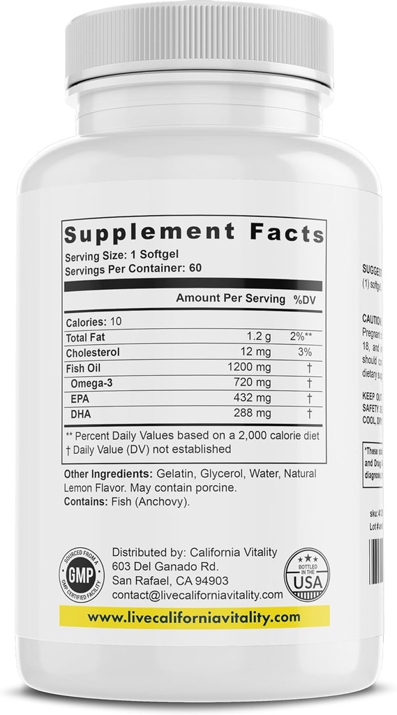 Fish Oil Omega-3 Supplements, Omega-3, EPA, DHA, Lemon Flavor - Made in The USA, Vegan, Non-GMO, Gluten-Free, and Dairy-Free 3