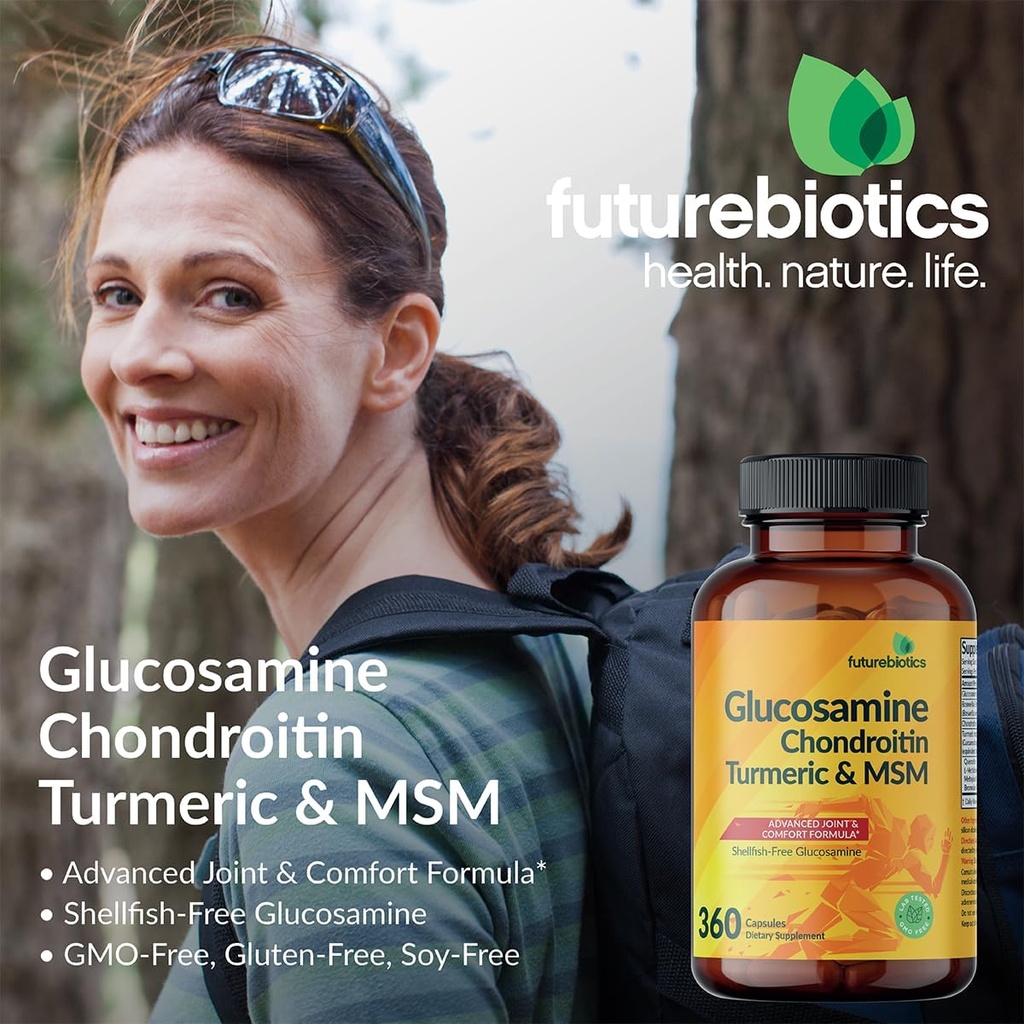 Futurebiotics Glucosamine Chondroitin Turmeric & MSM Advanced Joint Formula, Supports Healthy Joints & Mobility - Non-GMO, 180 Capsules 4