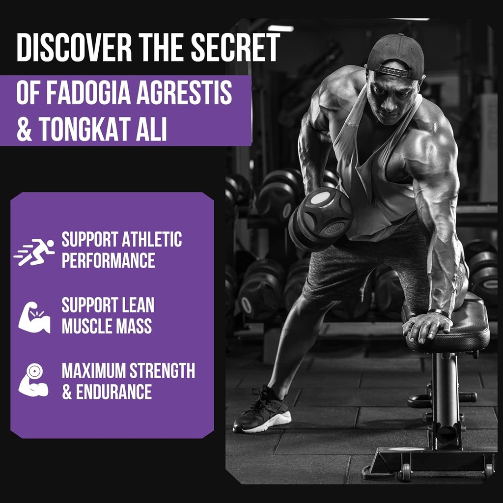 2400mg Fadogia Agrestis Tongkat Ali Supplement - Fadogia Agrestis 1400mg & Tongkat Ali 1000mg Ultra Blend, Maximum Strength, Muscle Mass & Athletic Performance, 360 Softgels 6