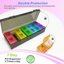 Weekly Pill Organizer 2 Times a Day-Am Pm Pill Organizer 7 Day, Pill Cases Organizers 7 Day with Separate Container, Case for Fish Oils, Vitamin, Supplements 6