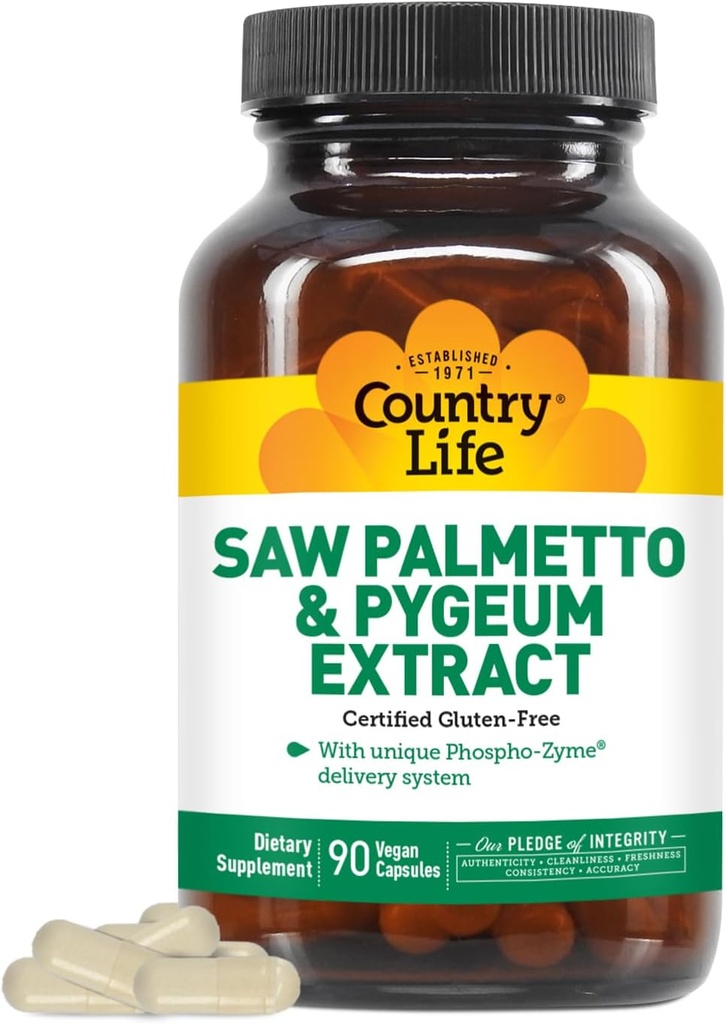 Country Life Saw Palmetto & Pygeum Extract - Prostate Health Supplement for Men's Health - Promotes Healthy Urinary Tract Function, 90 Capsules 2