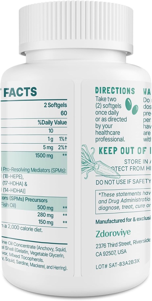Specialized Pro-Resolving Mediators and SPMs Precursors Complex, SPM Supplement for Balanced Immune Response, Brain, Tissue & Cellular - 120 Softgels 6