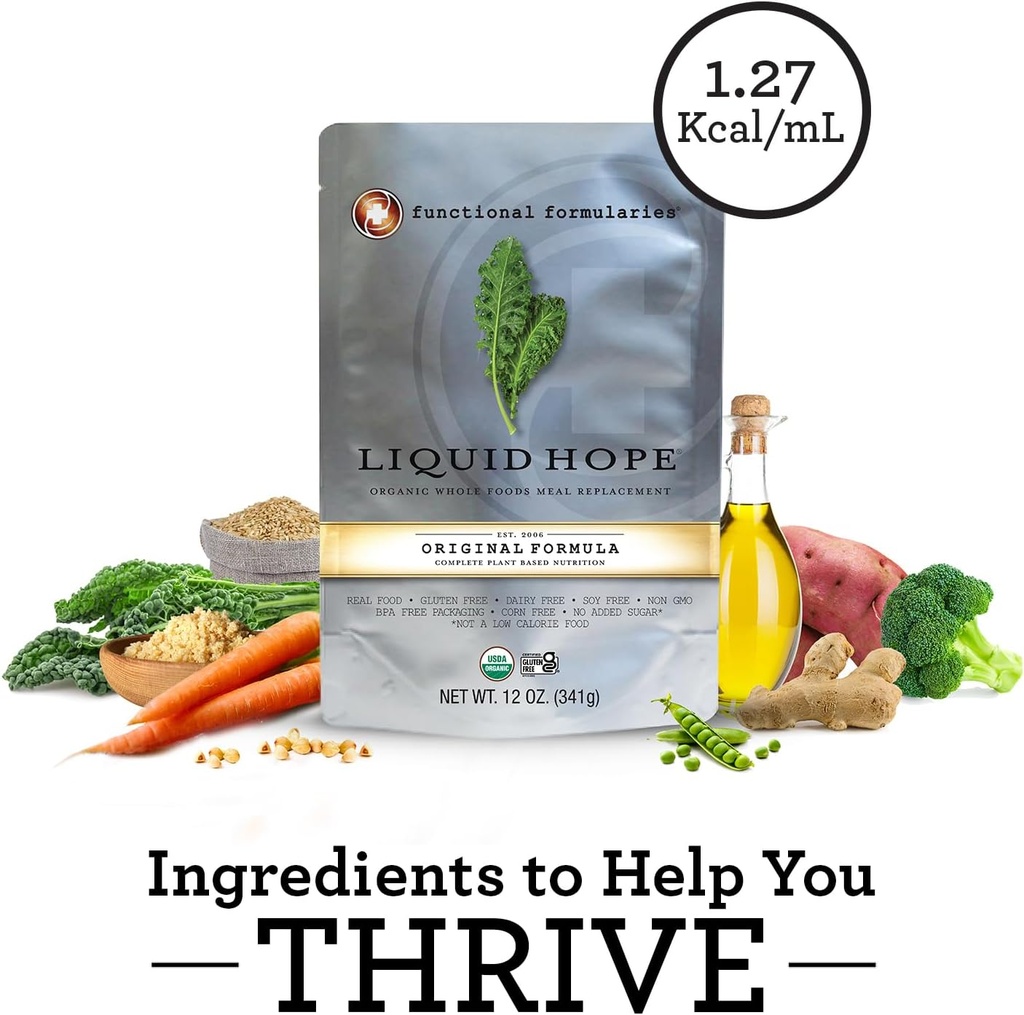 Functional Formularies Liquid Hope Organic Tube Feeding Formula And Nutritional Meal Replacement Supplement, 12 Oz Pouch, Pack of 24 4