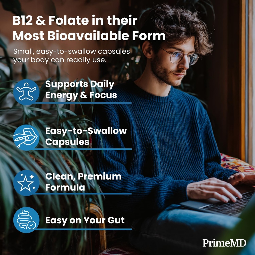 Methylated B Complex with Methylfolate and B12 Methylcobalamin 1000 mcg - Methylated Multivitamin for Energy, Brain Function, and Wellness - Vitamin B Complex for Men & Women (180 Servings, Pack of 2) 4