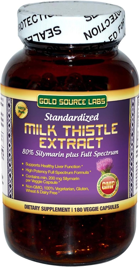 Organic Milk Thistle Capsules, 180 Caps, Pure Milk Thistle Powder Plus 80% Silymarin Extract Standardized Complex, 450 mg, Natural Liver Health Supplement, Immune Boost, Detox and Cleanse 2