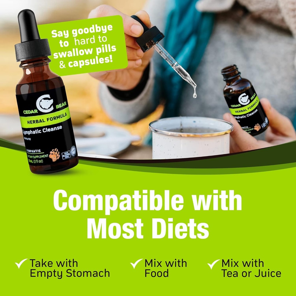 Cedar Bear - Lymphatic Cleanse Immune Support Supplement, Alcohol-Free Lymphatic Drainage Drops with Immune-Enhancing Natural Herbs, Liquid Herbal Supplements, 2 fl oz 4