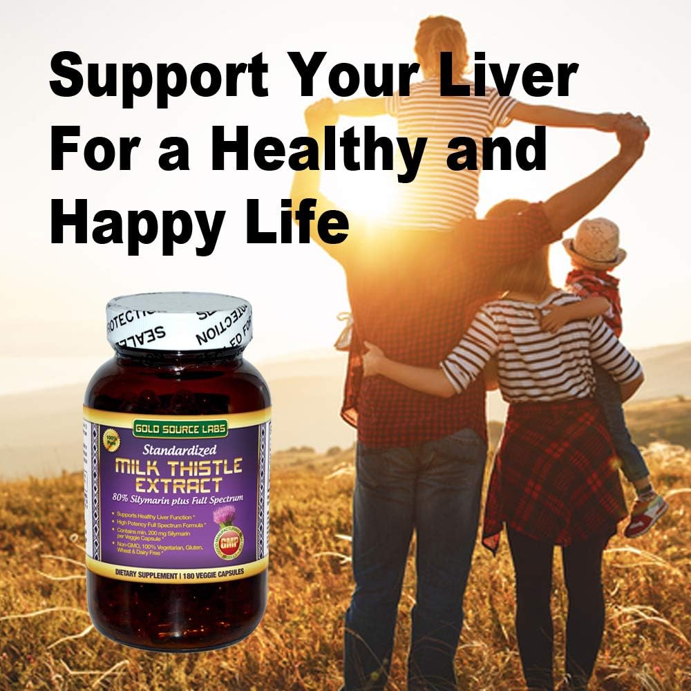 Organic Milk Thistle Capsules, 180 Caps, Pure Milk Thistle Powder Plus 80% Silymarin Extract Standardized Complex, 450 mg, Natural Liver Health Supplement, Immune Boost, Detox and Cleanse 5