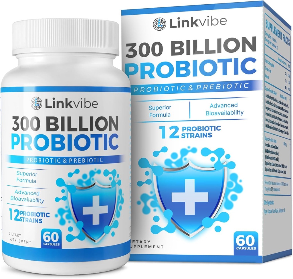 Probiotic 300 Billion CFU - 12 Strains with Organic Prebiotics for Digestive & Gut, Immune, Bloating Health - Probiotics for Women and Men - Daily Dairy Free, Shelf Stable - 60 Counts 2