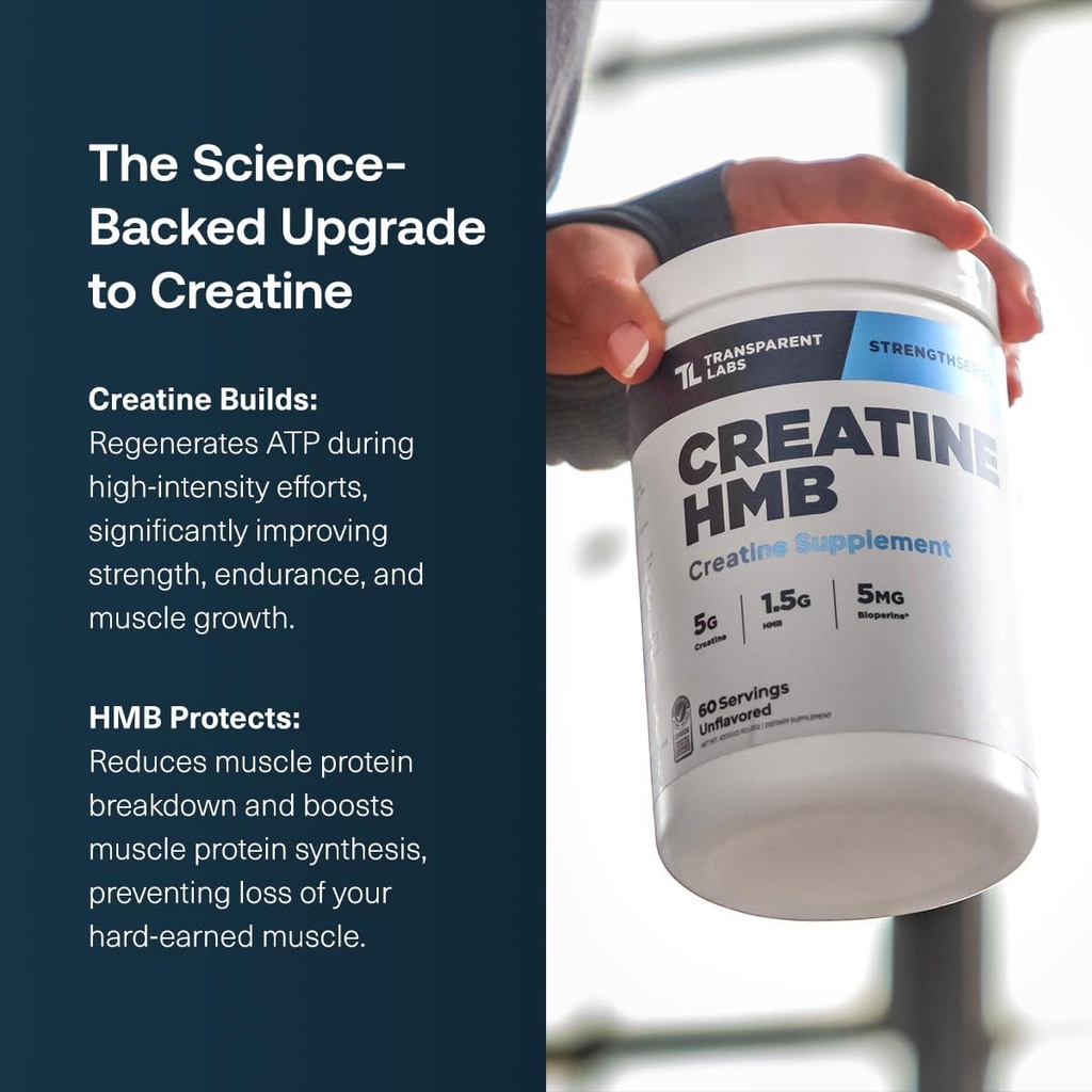 Transparent Labs Creatine HMB - Creatine Monohydrate Powder with HMB for Muscle Growth, Increased Strength, Enhanced Energy Output, and Improved Athletic Performance - 30 Servings, Tropical Punch 3