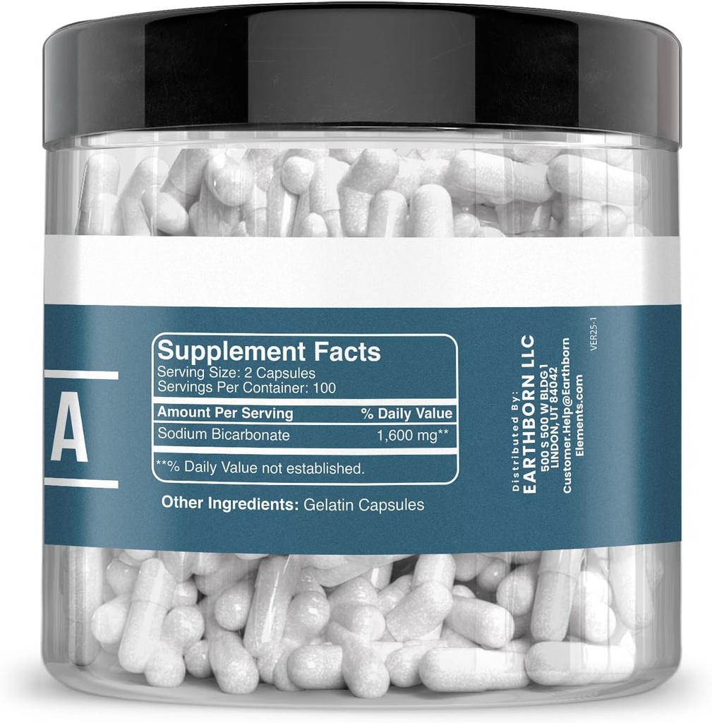 Earthborn Elements Baking Soda Capsules, 200 Capsules, Sodium Bicarbonate 4