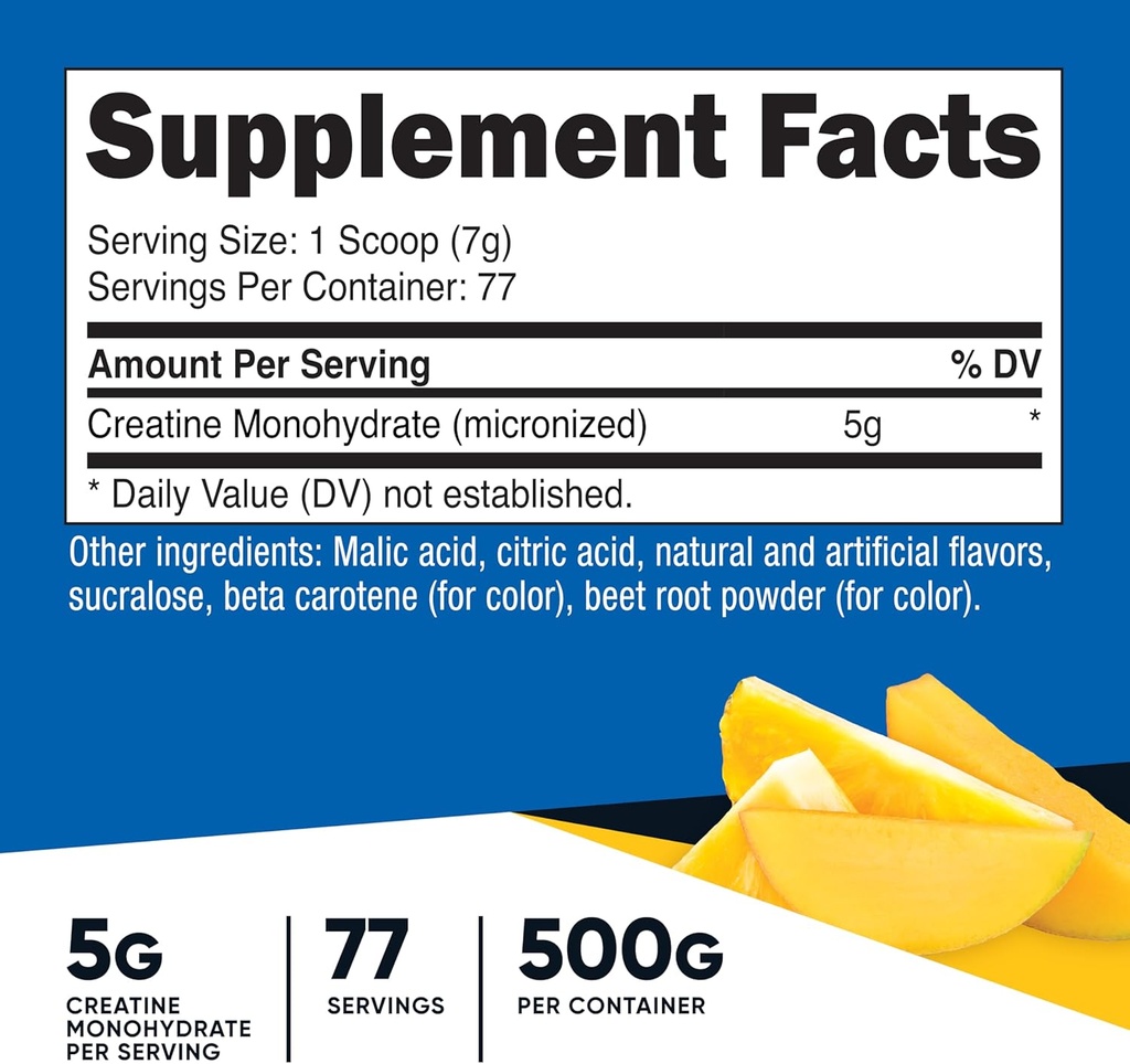 Nutricost Creatine Monohydrate Powder (Pineapple Mango, 500 Gram) - Micronized Creatine Supplement - Vegan, Non-GMO, Gluten Free 3