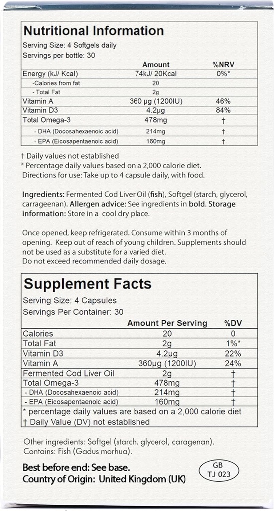 Fermented Cod Liver Oil - Cold Processed, Lacto-Fermented & Raw Cod Liver Oil - Made Exclusively with Atlantic Cod (Unflavoured, 120 Capsules) 5