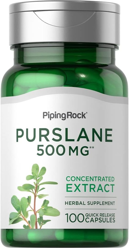Piping Rock Purslane Leaf Supplement | 500mg | 100 Capsules | Plant Seed Extract | Portulaca Oleracea | Non-GMO, Gluten Free 2