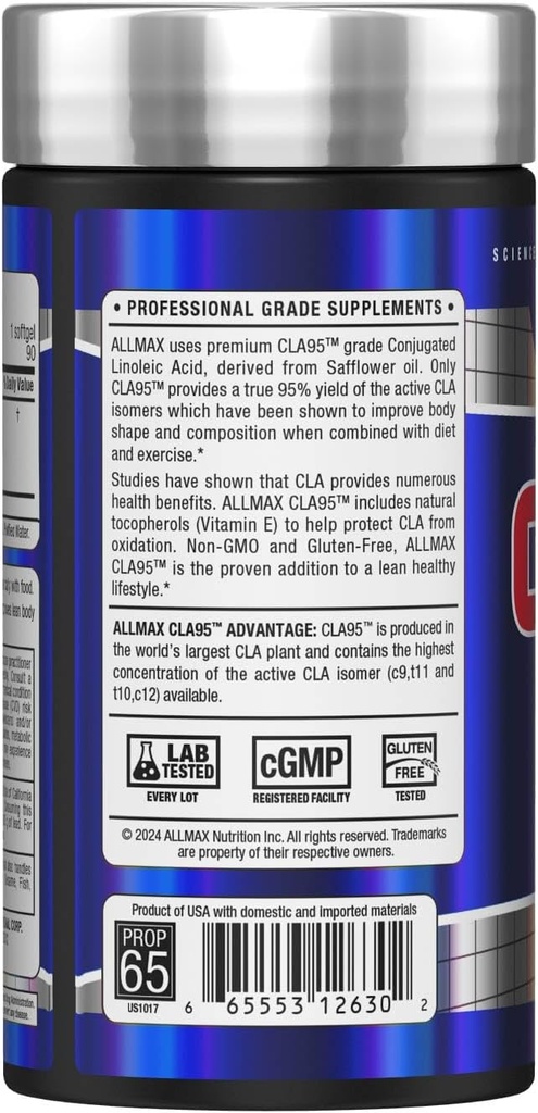 Allmax Nutrition - CLA (95% conjugated linoleic Acid) - 90 Softgels 3