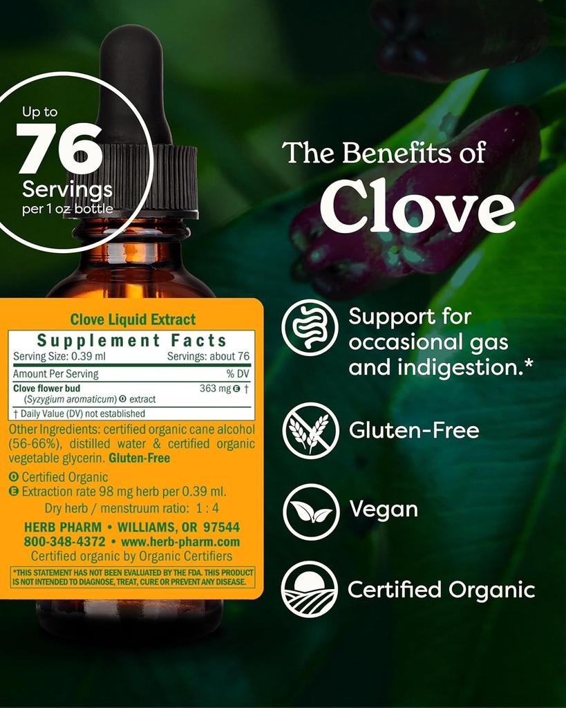Herb Pharm Certified Organic Clove Liquid Extract - 1 Ounce 3