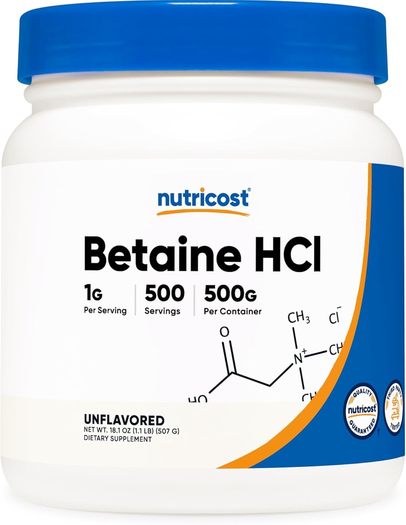 Nutricost Betaine HCl Powder 500 Grams - Gluten Free, Non-GMO 2