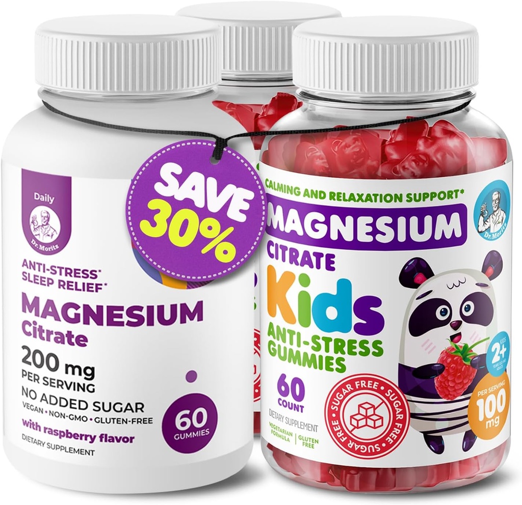 Kids Magnesium 120 count and Magnesium 60 count Gummies Sugar-Free - Calm Magnesium Gummies Supplement for Children, Sugar-Free Magnesium Calm Chews for Kids & Adults 2