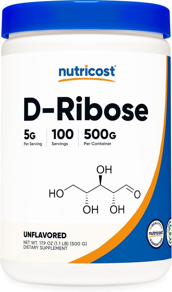 Nutricost D-Ribose Powder 500 Grams - 5000mg Per Serving, Non-GMO (500 G (2 Pack)) 2