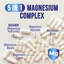 Magnesium Complex Capsules 500 mg with Oxide, Glycinate, Malate, Citrate - High Absorption Complex Chelated Magnesium Mineral Supplements - for Muscle, Bone and Heart Health Support - 120 Capsules 6