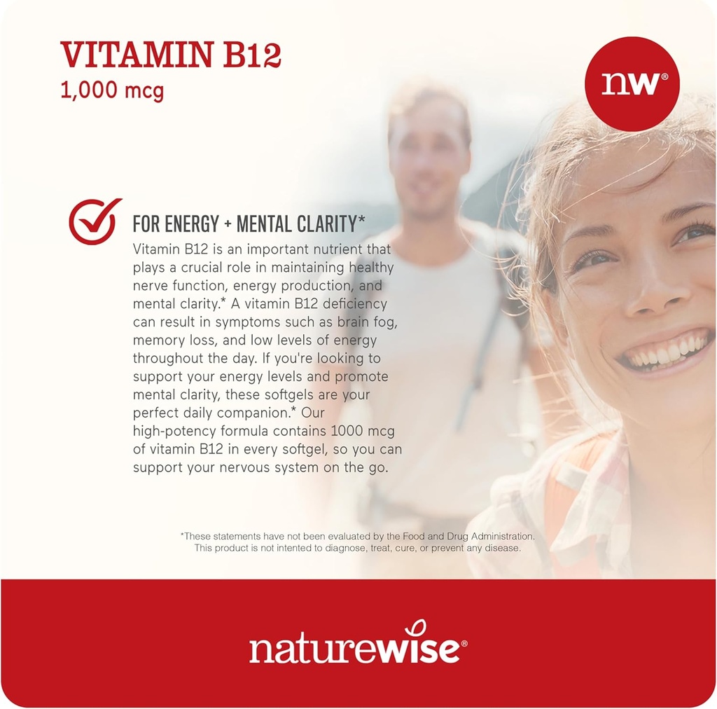 NatureWise Vitamin B12 1,000 mcg and Vitamin B Complex for Cellular Energy, Mental Clarity, Maximum Vitality - 60 Softgels Each 5