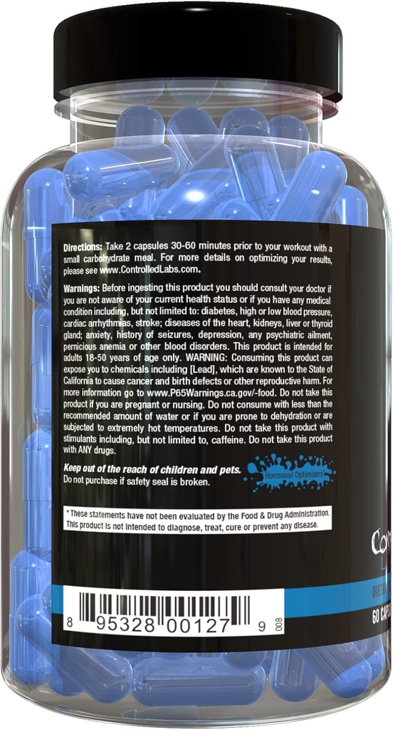 CONTROLLED LABS Blue Up Test Boost, Tribulus Terrestris, Avena Sativa, Eurycoma Longifolia, Natural Caffeine, Strength Enhancing Supplement - 30 Servings 2