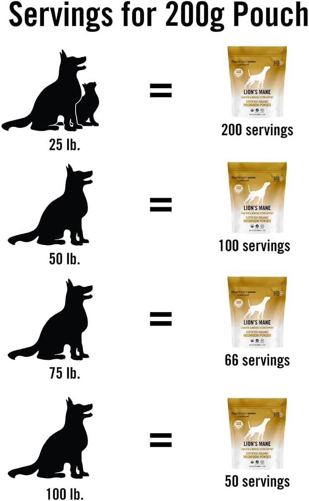 Om Mushroom Matrix Lion’s Mane Mushroom Powder Pet Supplement, Provides Cognitive Support & Holistic Digestive Support for Dogs & Cats, 200 Grams, 7.1 oz 5