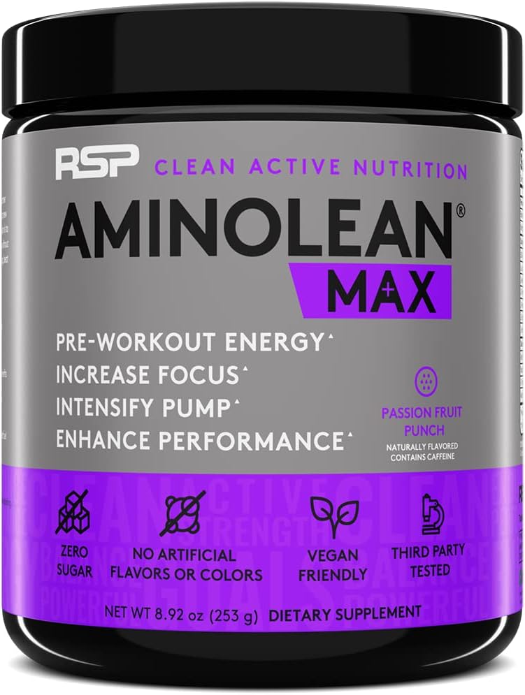 RSP NUTRITION AminoLean MAX Pre Workout - Intense Energy, Massive Pumps, Laser Focus with Natural Caffeine, Nitric Oxide, Beta Alanine, BCAAs, Nootropics, 25 Serv 2