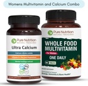 Pure Nutrition Ultra Calcium 1000mg and Whole Foods Womens Multivitamins 1500mg for Healthy Bones,Metabolic Support, Joints and Overall Wellness. Ultra Calcium 90 Tabs + Womens Multivitamins 90 Tabs. 2