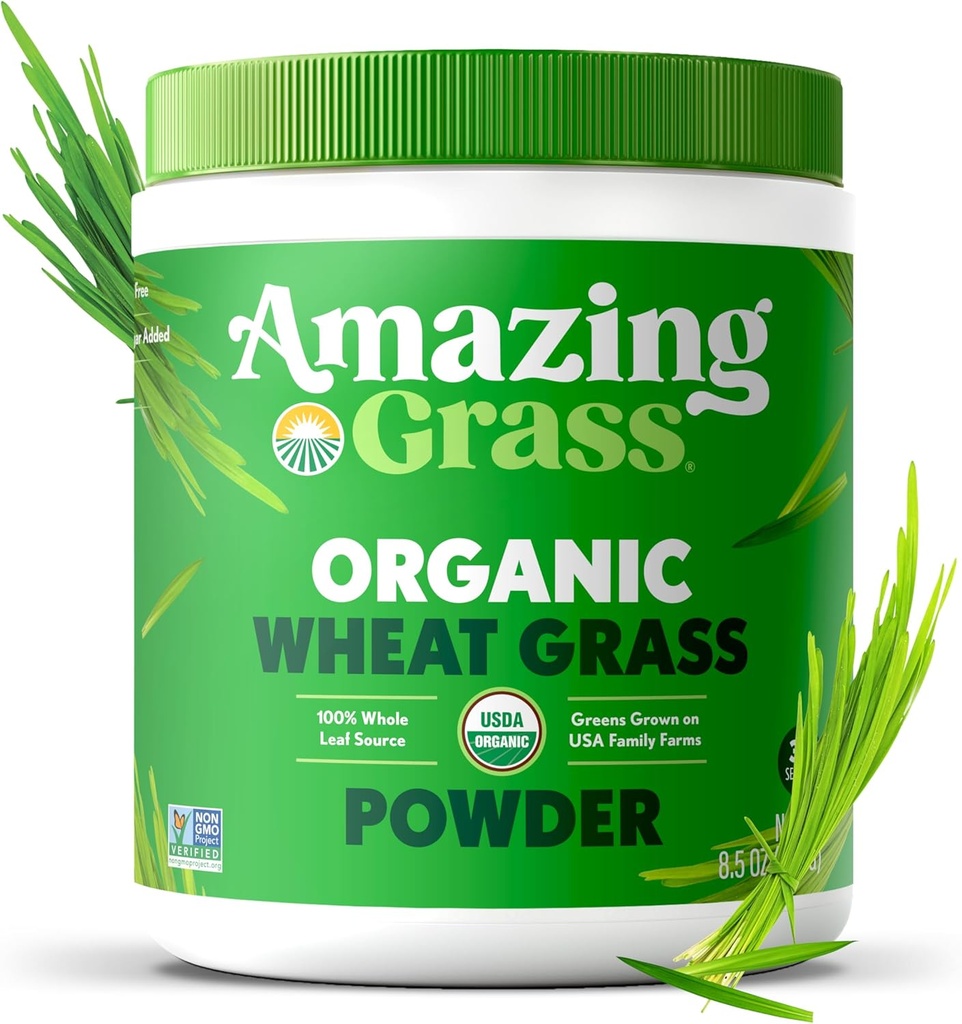 Amazing Grass Wheat Grass Powder: 100% Whole-Leaf Wheat Grass Powder for Energy, Detox & Immunity Support, Chlorophyll Providing Greens, 30 Servings 3