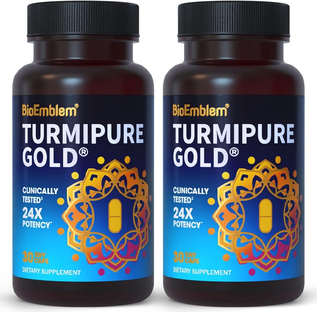 BioEmblem Turmeric Curcumin with Clinically Studied TurmiPure - 1 Small Cap Daily, 24x More Absorption Than Others - Non-GMO - Joint Support, Healthy Inflammation Turmeric Supplements, 60 Serving 2