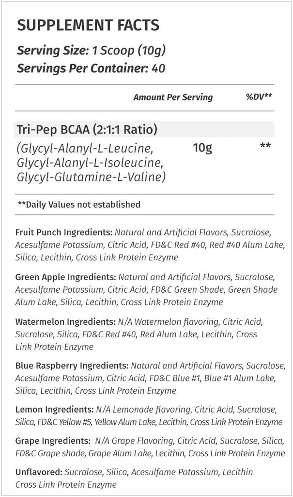 Metabolic Nutrition - TRIPEP - Tri-Peptide Branch Chain Amino Acid, BCAA Powder, Pre Intra Post Workout Supplement, Grape, 400 Grams (40 Servings) 3