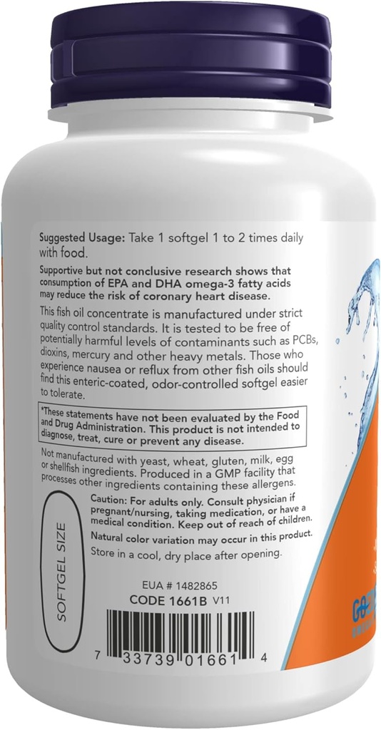 NOW Supplements, Ultra Omega-3 Molecularly Distilled and Enteric Coated, 90 Softgels (Pack of 2) 4