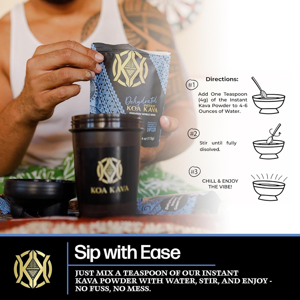 Koa Kava Dehydrated Instant Kava - 100% Dehydrated Instant Green Fijian Kava Root Powder, 8 oz (226g) Bag 5