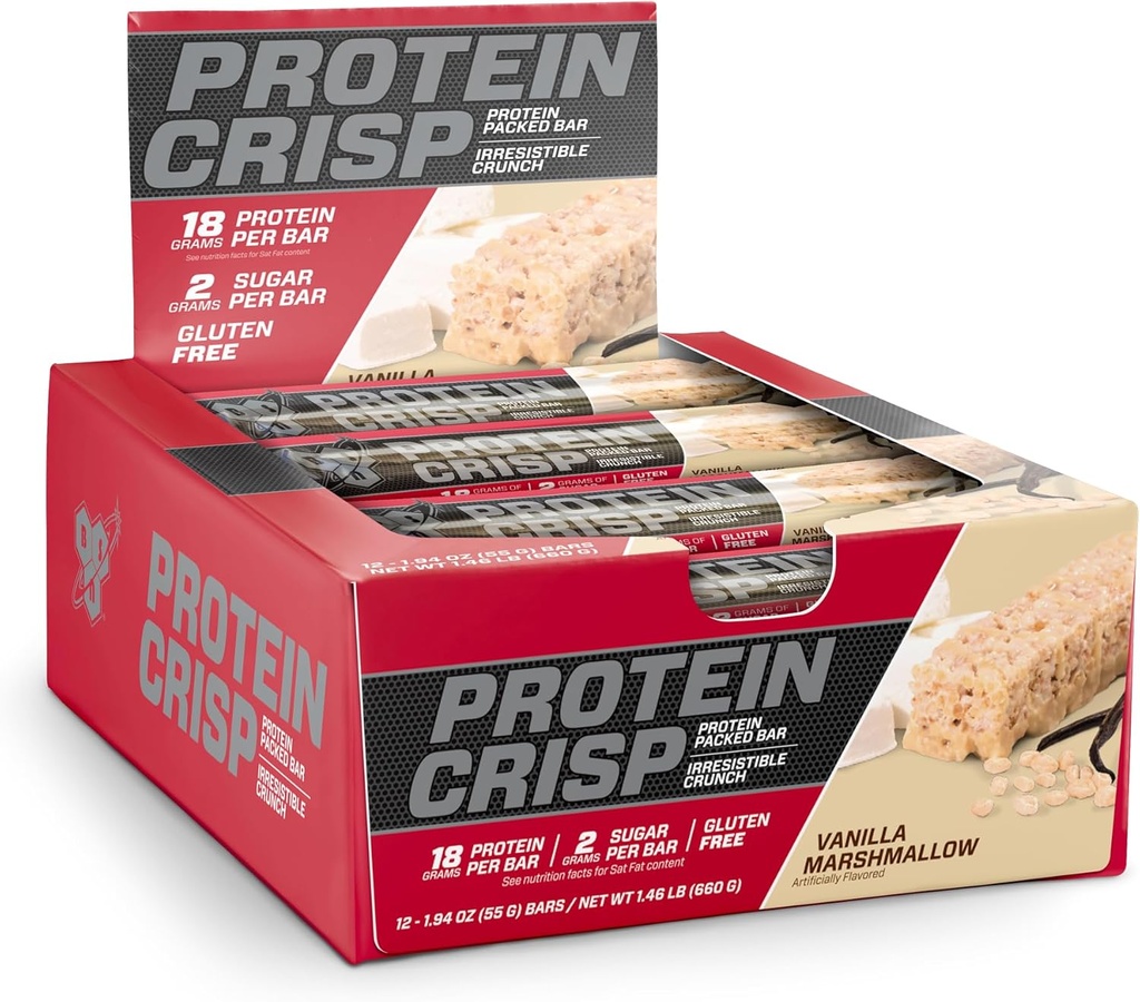 BSN Protein Bars - Protein Crisp Bar by Syntha-6, Whey Protein, 20g of Protein, Gluten Free, Low Sugar, Vanilla Marshmallow, 12 Count 2