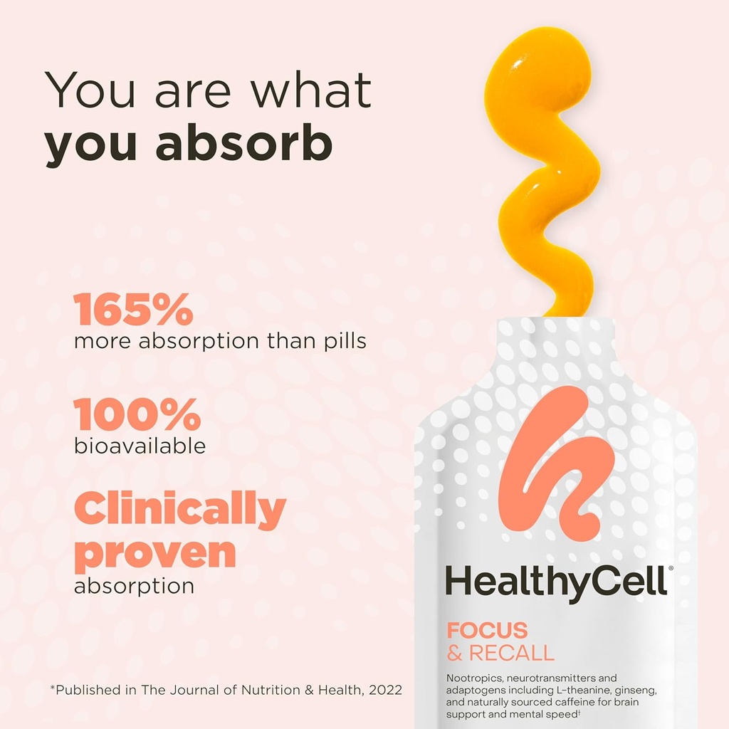 Healthycell Telomere Length Healthy Aging Supplement + Focus & Recall Brain Supplement for Memory & Focus Bundle 6