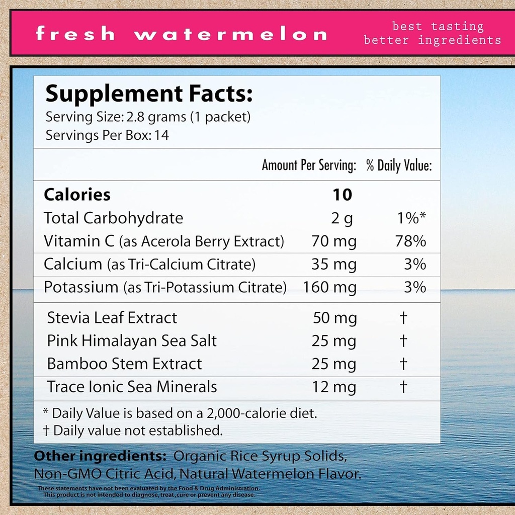 Superieur Electrolyte Powder Packets - Vegan Electrolyte Hydration Powder w/Sea Minerals - Keto Friendly, Non-GMO, Zero Sugar Electrolyte Supplement - Healthy Sports Drink - Watermelon (14 Packets) 4