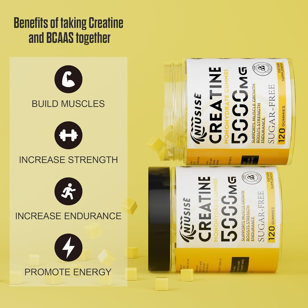 Creatine Monohydrate Gummies, 120 Creatine Sugar Free Gummies with 1000 mg Magnesium Complex and L-Threonate for Men & Women, Energy Support 1 Pack 4