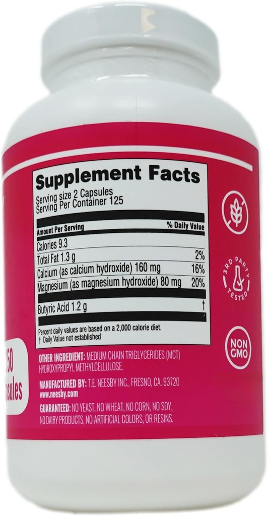 Butyrex Calcium/Magnesium Butyrate Complex: 250 Capsules 5