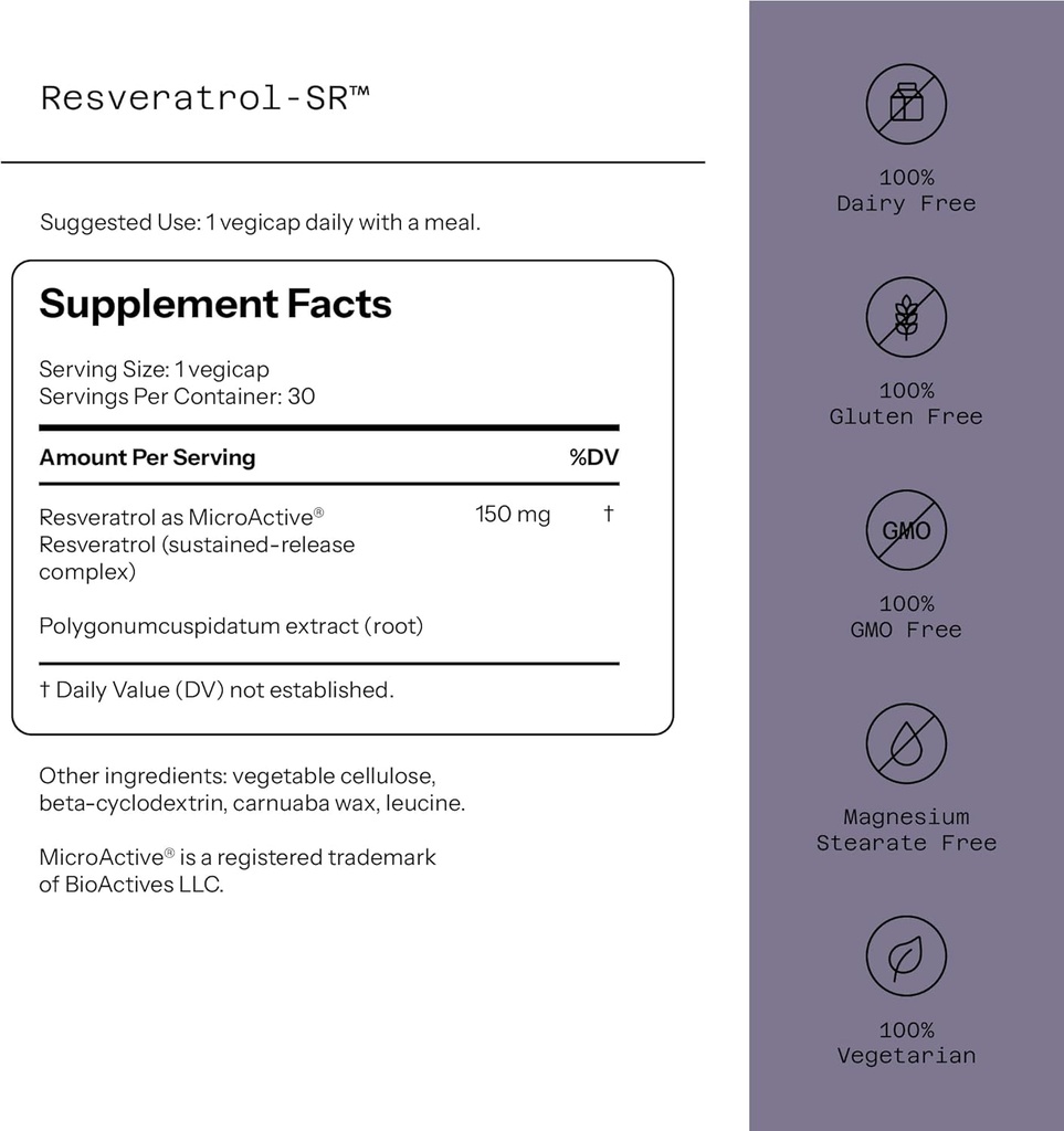 Quality of Life Resveratrol SR - Powerful Anti Aging All Natural Formula - 30 Vegicaps 3