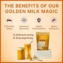 Golden Milk Magic (50 Servings) | Superfood 5 Mushroom Blend for Sleep, Relaxation, Relief | Turmeric, Ashwaghanda, Valerian, Chamomile + 5 Mushroom Blend | Smoothie, Hot Beverage 5