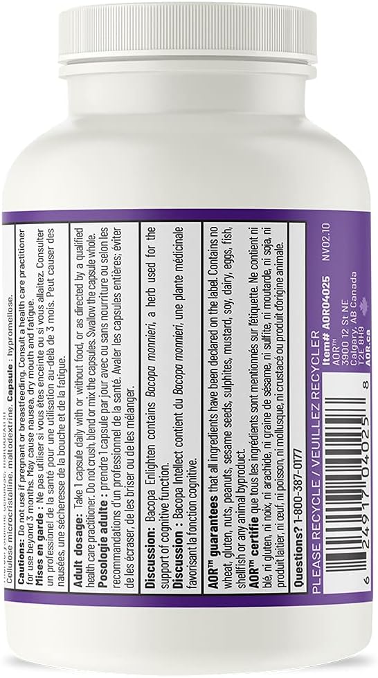AOR, Bacopa Enlighten, Ayurvedic Bacopa Monnieri Supplement, 300 mg, Vegan, 60 Capsules (60 Servings) 4