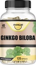Ginkgo Biloba 1800mg, Ginkgo Biloba Organic, Memory & Brain Function Support, Improves Concentration and Cognitive Support, Clarity, 120 Veggie Caps, Non GMO, 120Caps 2