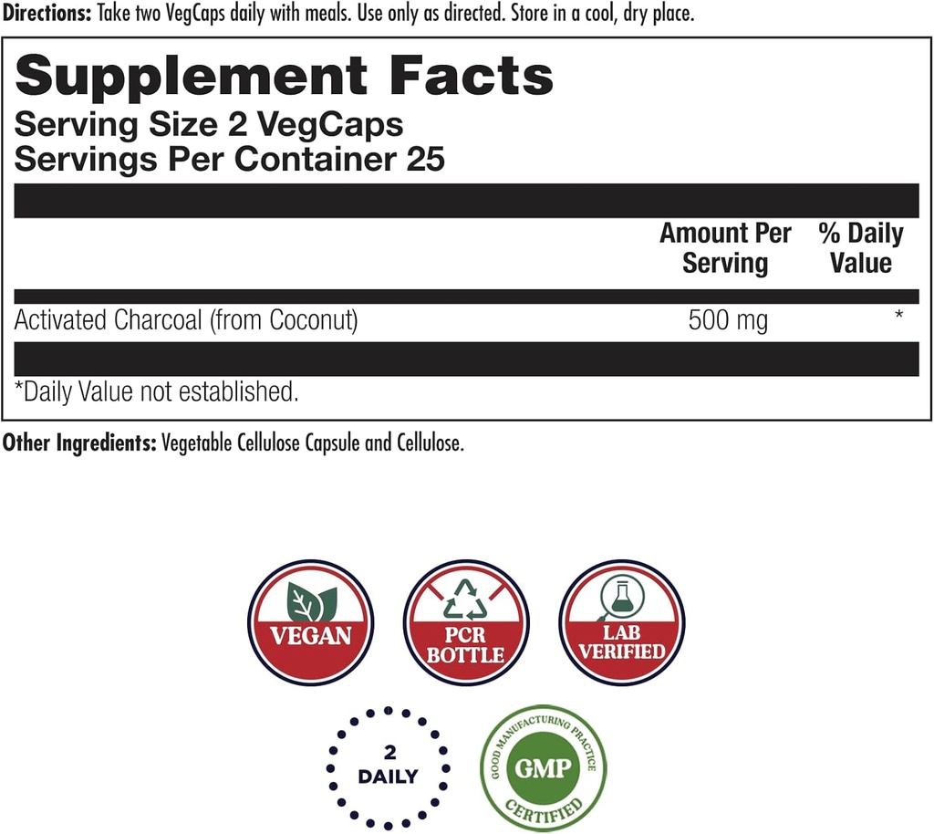 KAL Charcoal 280mg - 50 Capsules 3