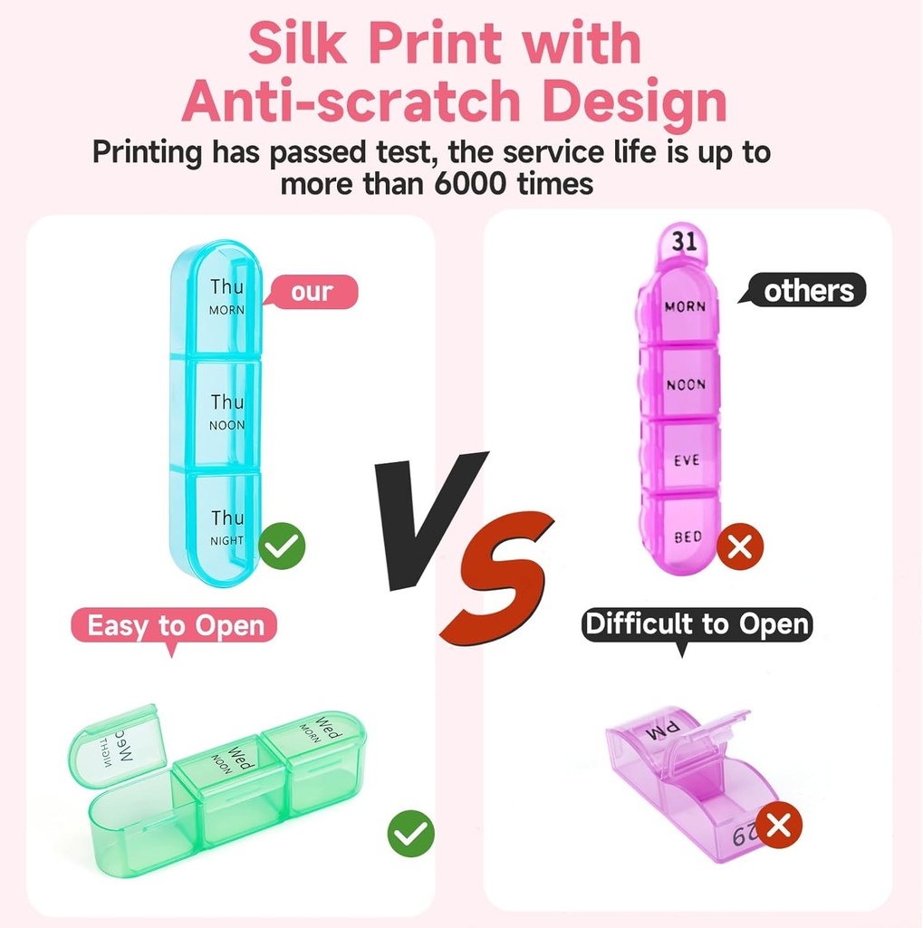 Weekly Pill Organizer 3 Times a Day - Odaro 3 Times a Day Large Pill Box 7 Day, Portable Pill Case, Daily Medicine Organizer for Vitamins,Supplement and Medication(Black) 4